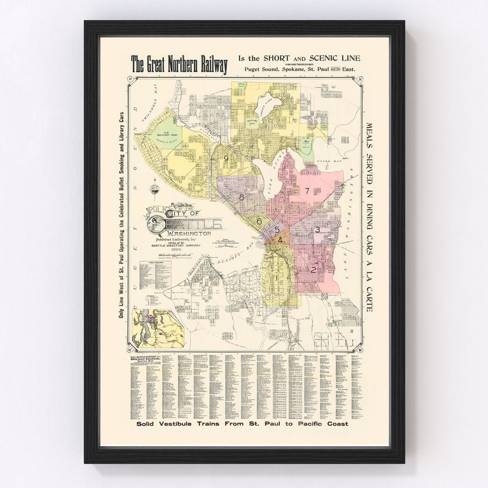Seattle Vintage Map 1899