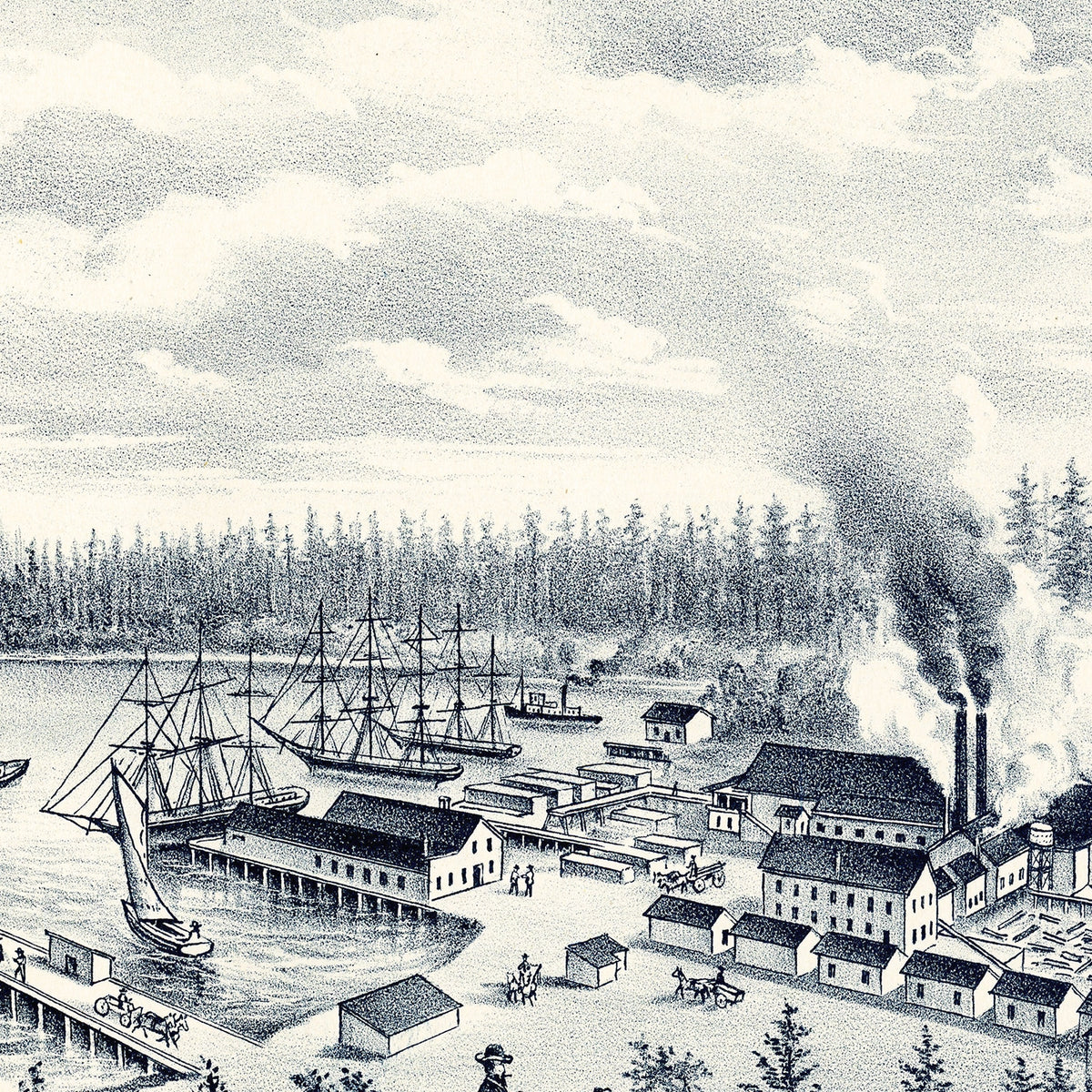 Restored historic details from the 1889 city map of Port Hadlock, Washington