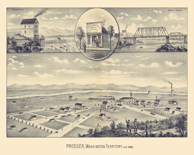 Size comparison using Vintage Map of Prosser, Washington 1889