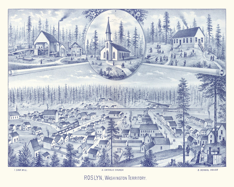 Size comparison using Vintage Map of Roslyn, Washington 1889