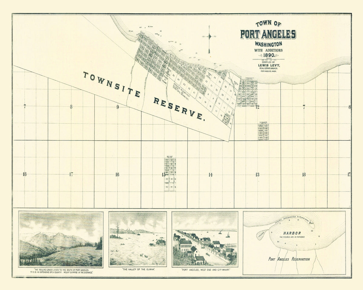 Preview of Vintage Map of Port Angeles, Washington 1890