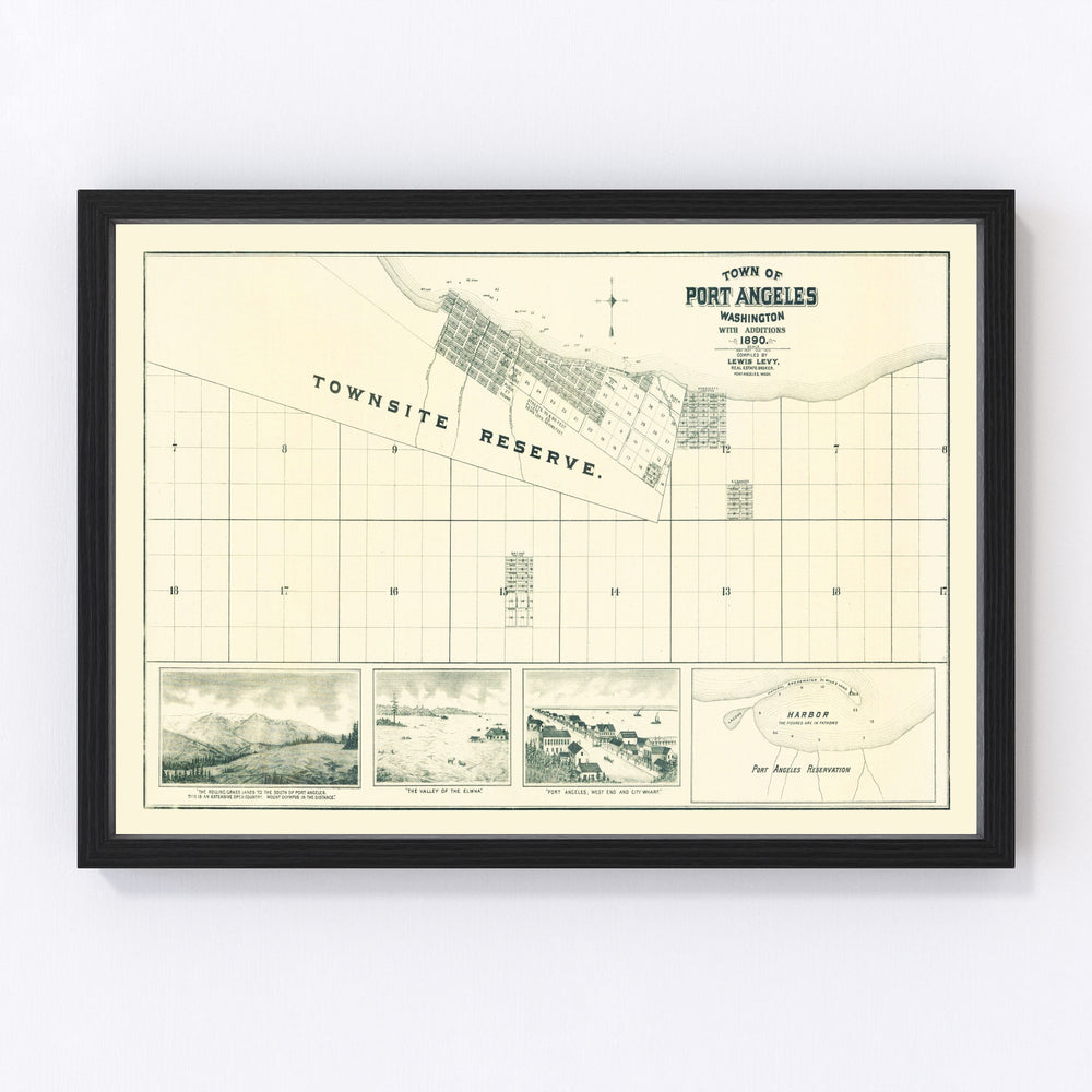 Port Angeles Vintage Map 1890