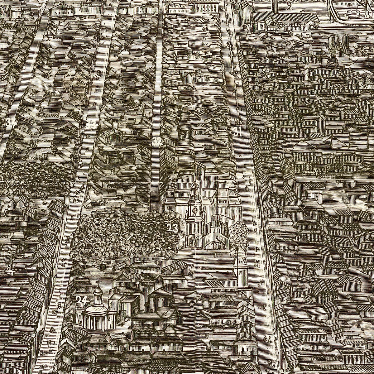 Restored historic details from the 1876 city map of Philadelphia, Pennsylvania