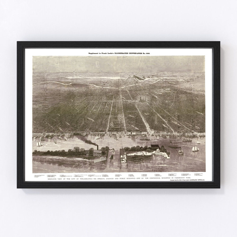 Philadelphia Vintage Map 1876