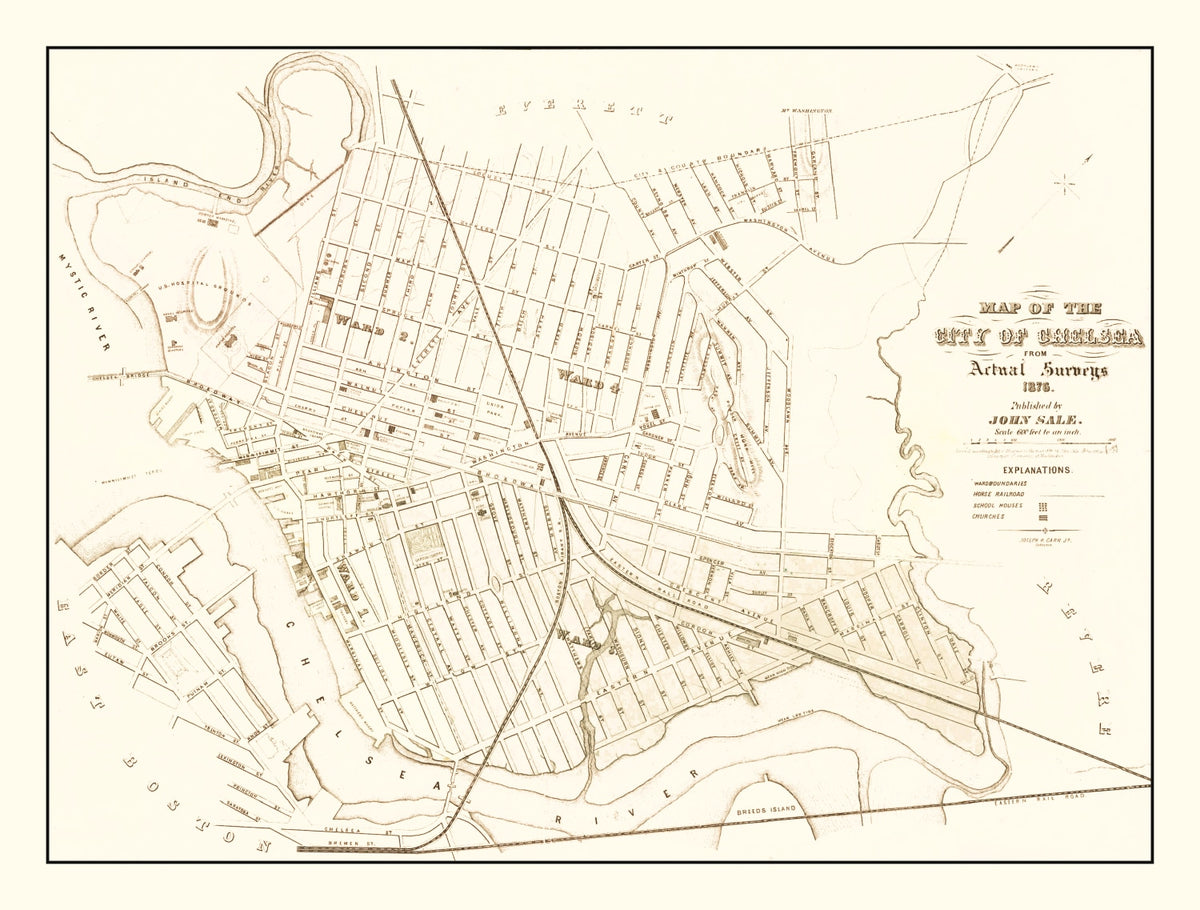 Preview of Vintage Map of Chelsea, Massachusetts 1876