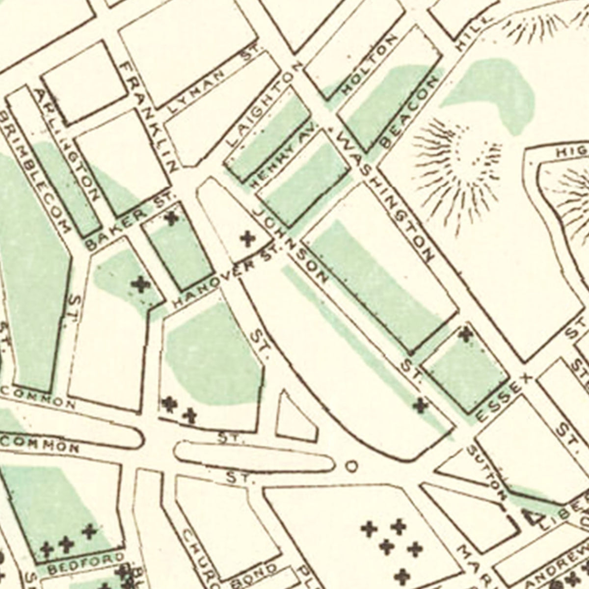 Restored historic details from the 1876 city map of Lynn, Massachusetts