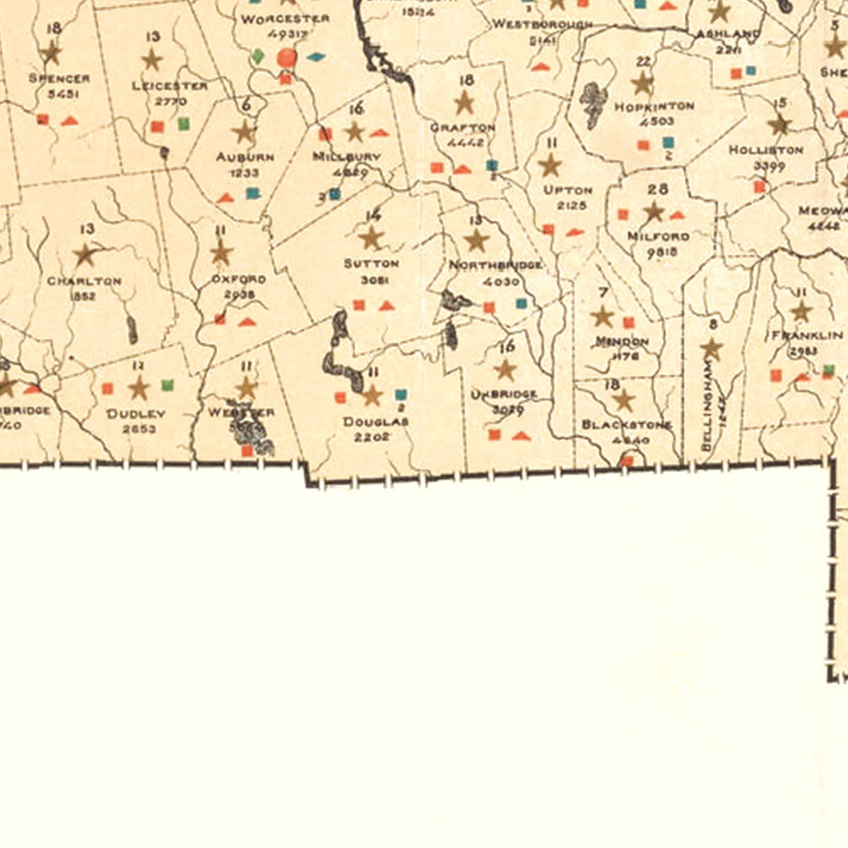 Restored historic details from the 1876 state map of County, Massachusetts