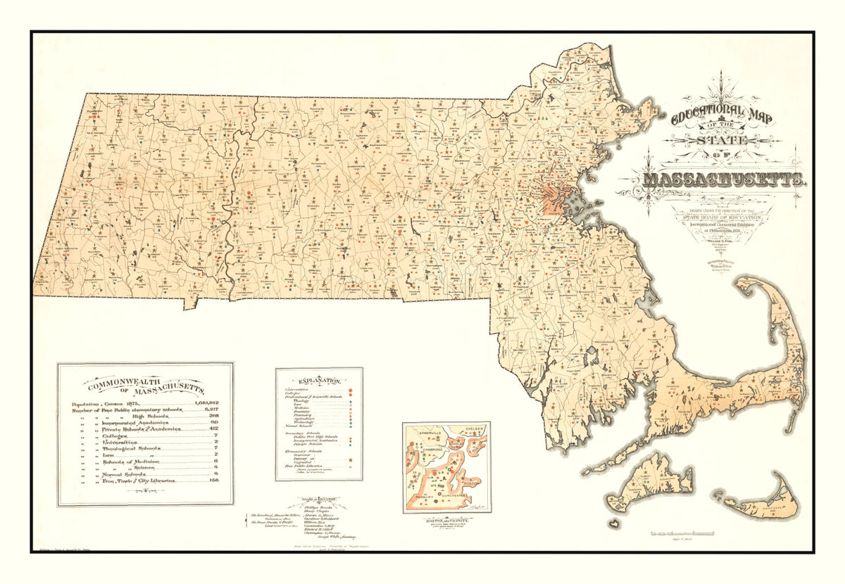 Preview of Vintage Map of Massachusetts 1876