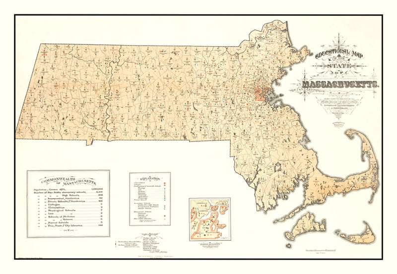 Size comparison using Vintage Map of Massachusetts 1876