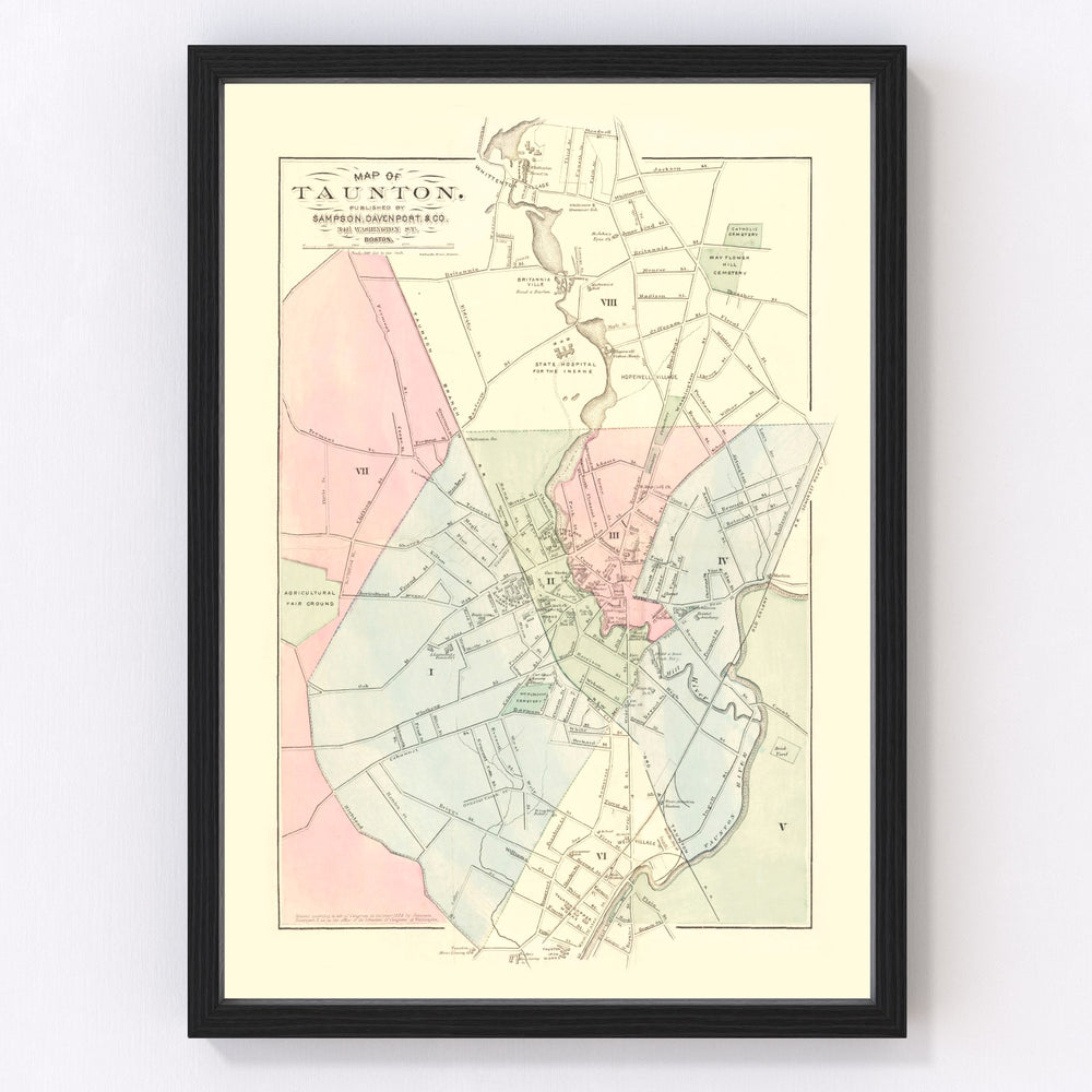 Taunton Vintage Map 1874