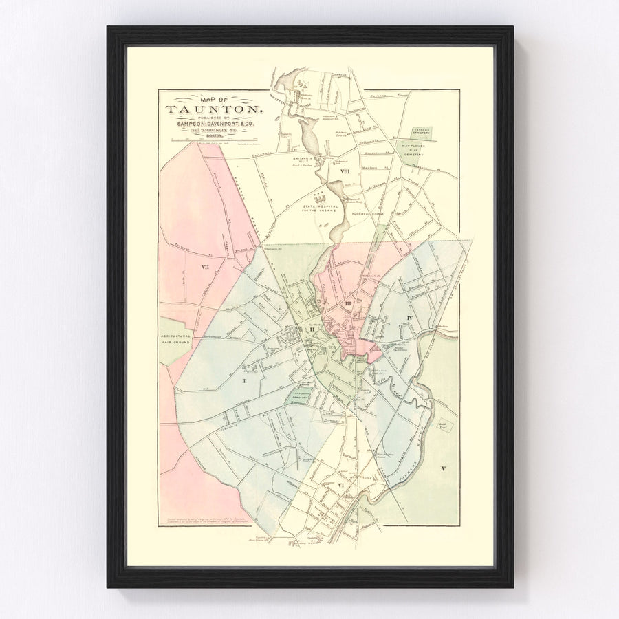 Taunton Vintage Map 1874