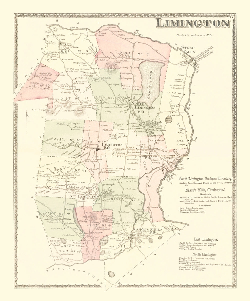 Vintage Map of Limington, Pennsylvania 1872 print style example