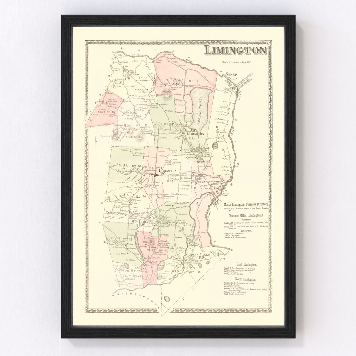 Limington Vintage Map 1872