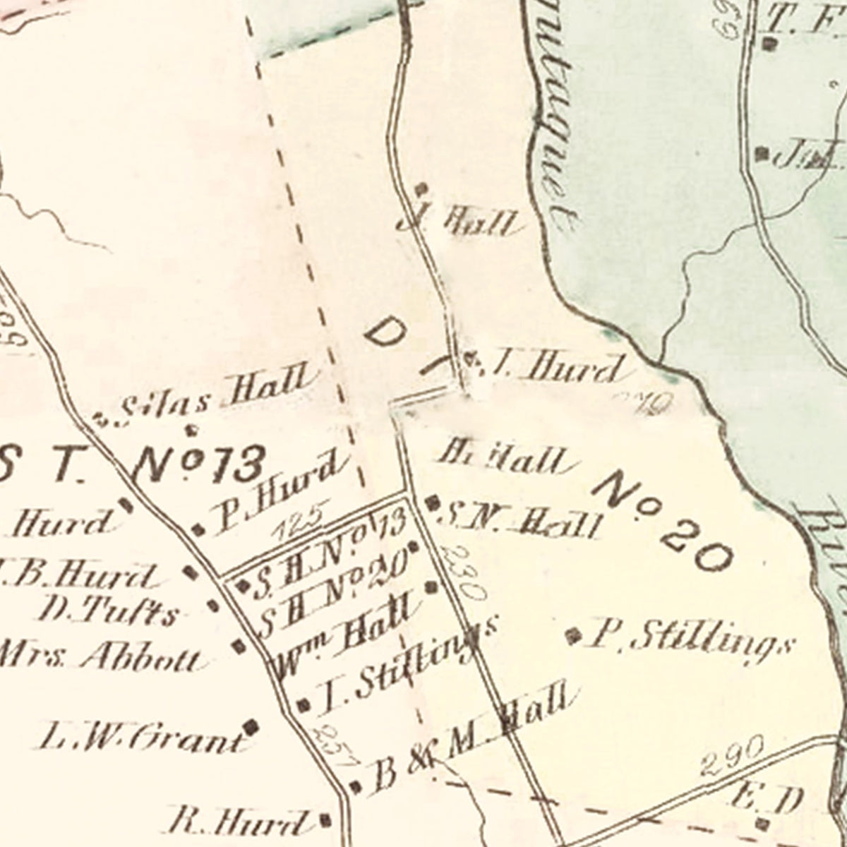 Restored historic details from the 1872 city map of North Berwick, Pennsylvania