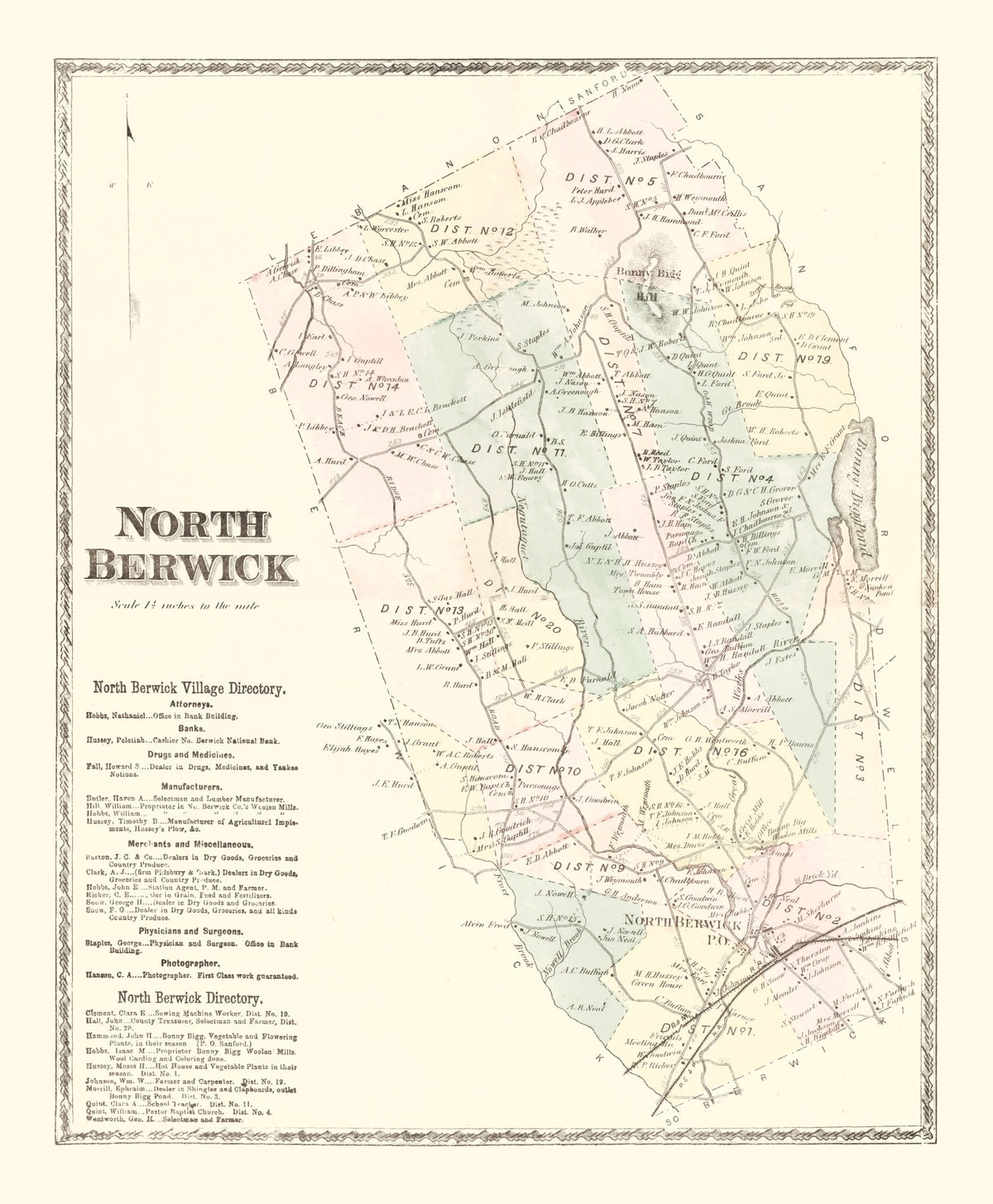 Preview of Vintage Map of North Berwick, Pennsylvania 1872
