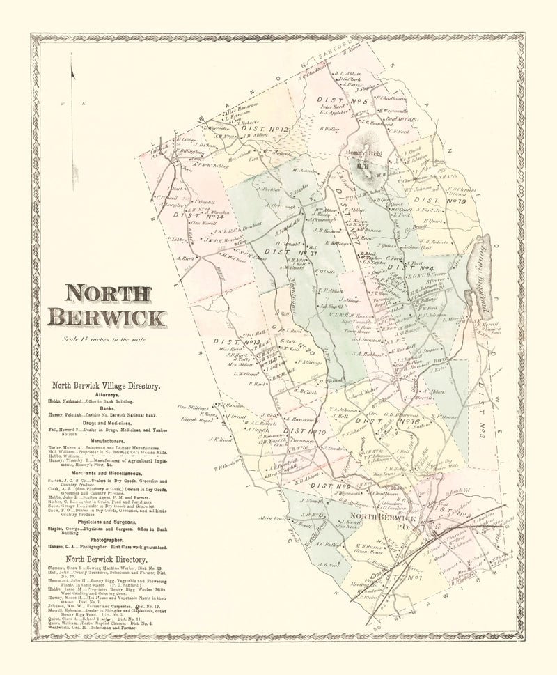 Size comparison using Vintage Map of North Berwick, Pennsylvania 1872