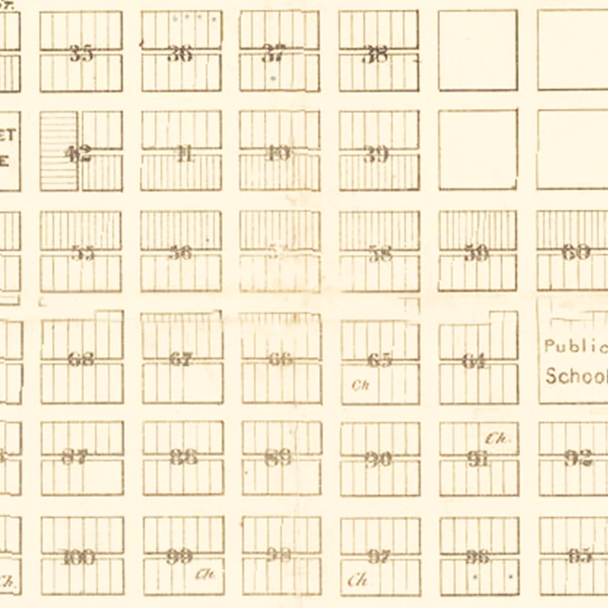 Restored historic details from the 1871 city map of Lincoln, Nebraska