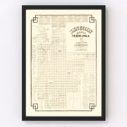 Lincoln Vintage Map 1871