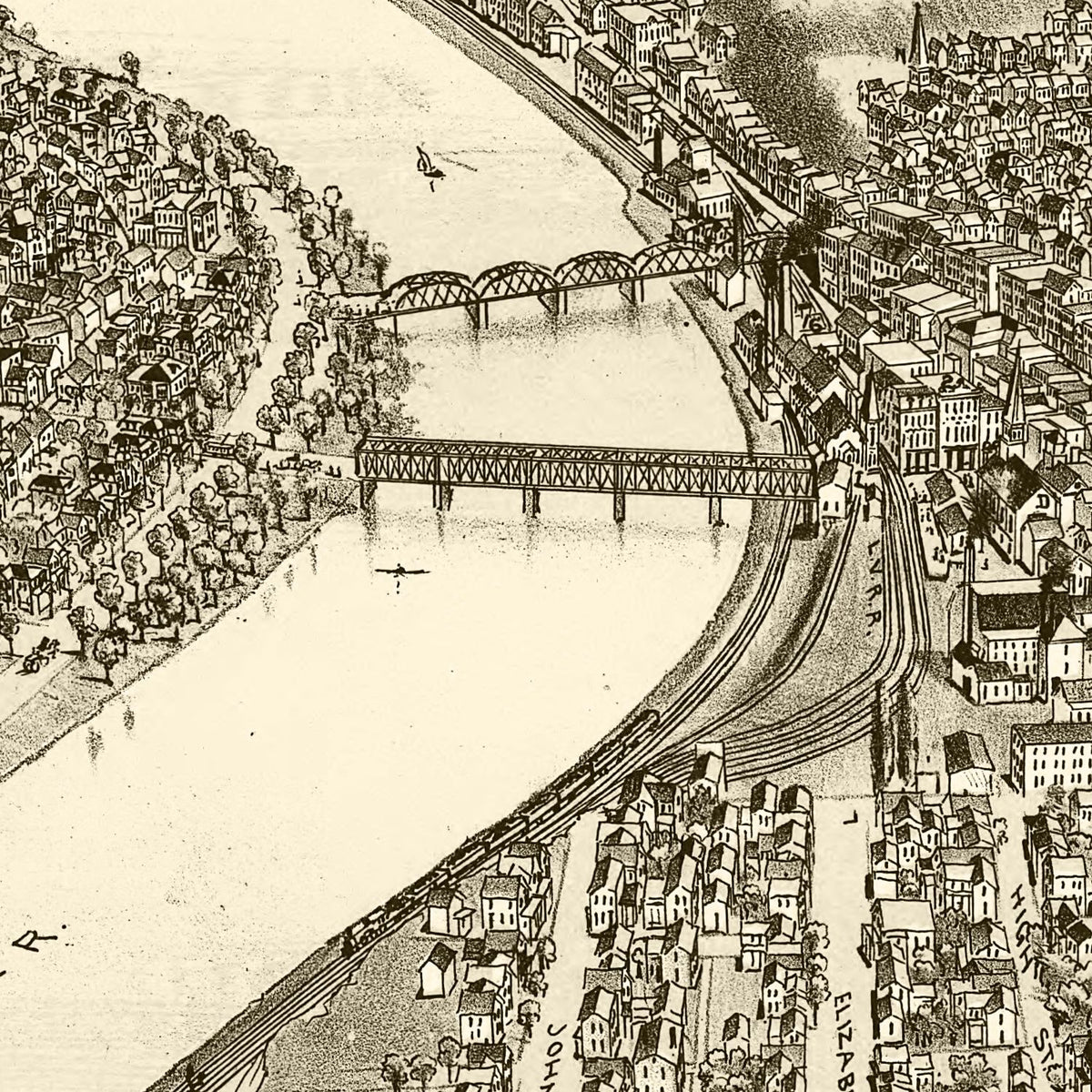 Restored historic details from the 1892 city map of Pittston & West Pittston, Pennsylvania