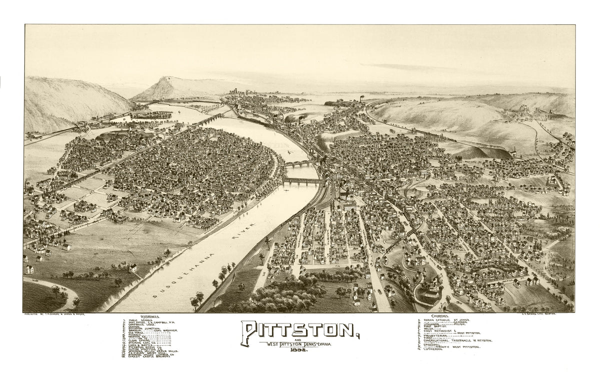 Preview of Vintage Map of Pittston & West Pittston, Pennsylvania 1892