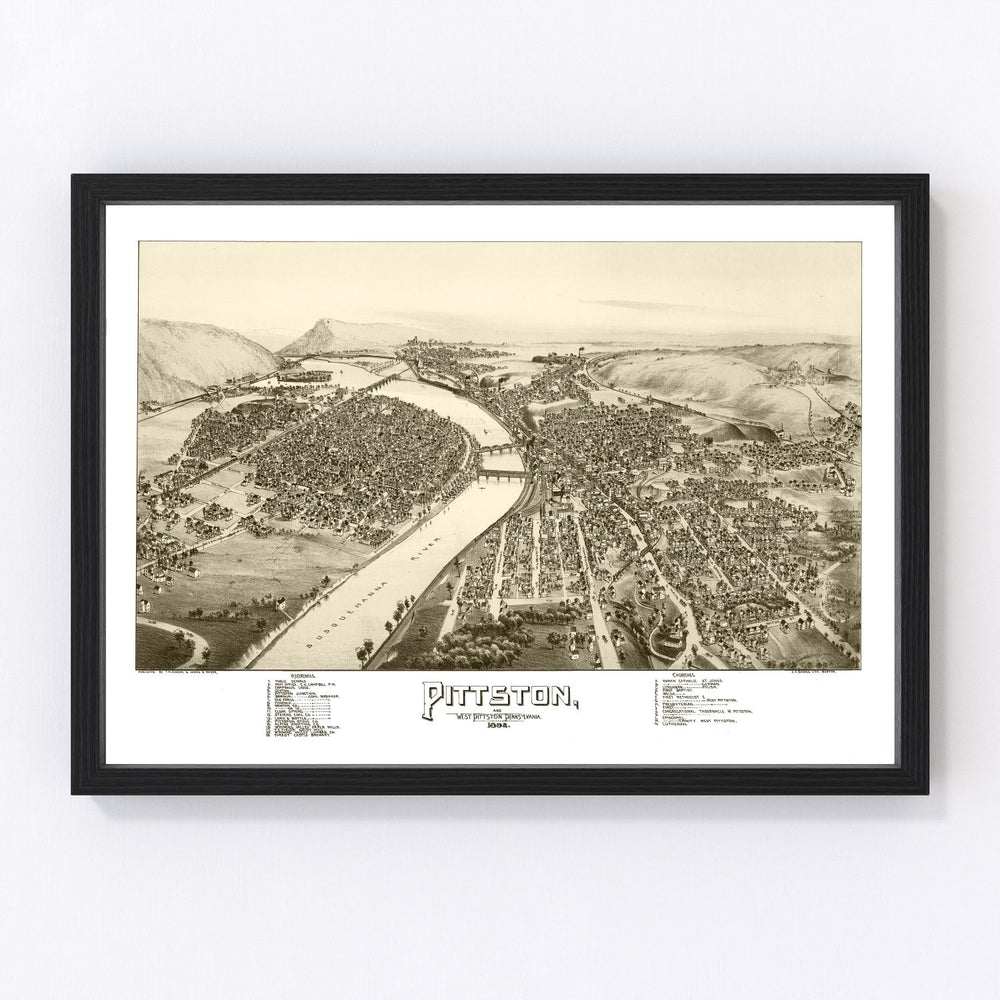 Pittston & West Pittston Vintage Map 1892