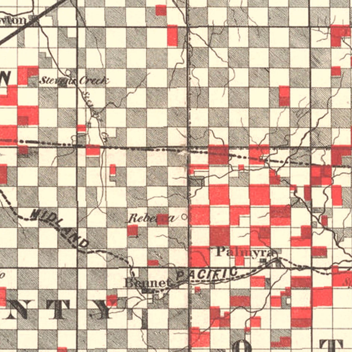 Restored historic details from the 1871 city map of Lincoln, Nebraska