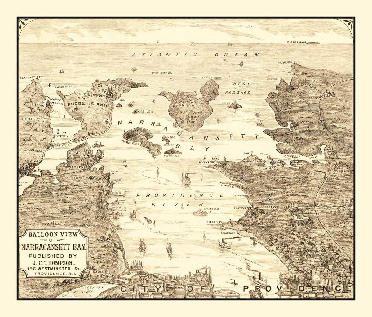 Preview of Vintage Narragansett Bay Map 1870