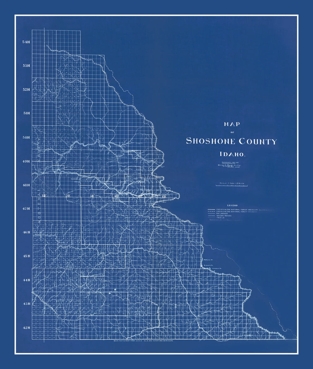 Vintage Map of Shoshone County, Idaho 1907 print style example