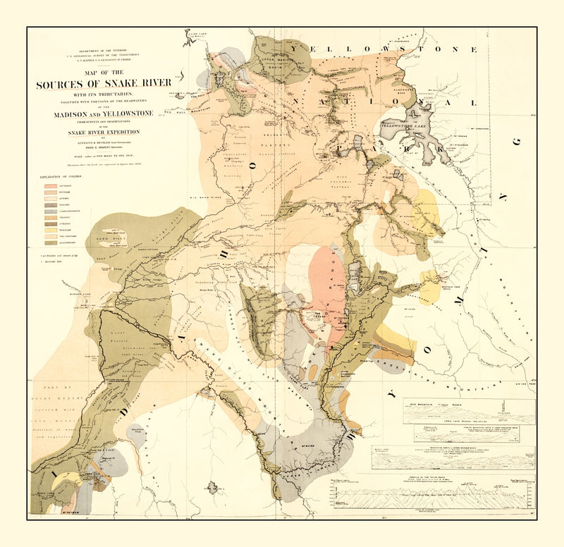 Size comparison using Vintage Map of the Sources of Snake River 1872