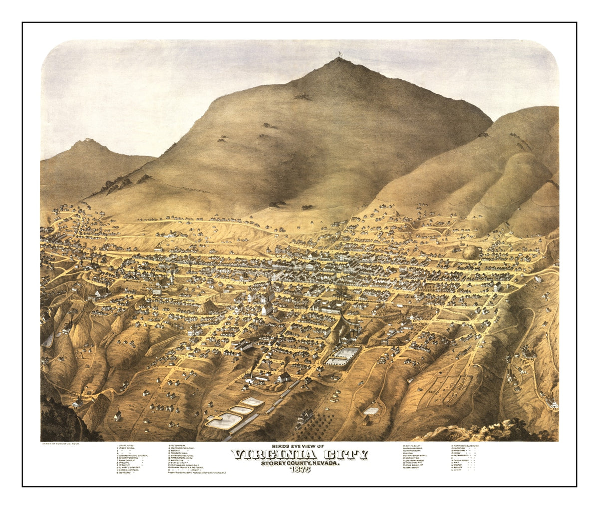 Preview of Vintage Map of Virginia City, Nevada 1875