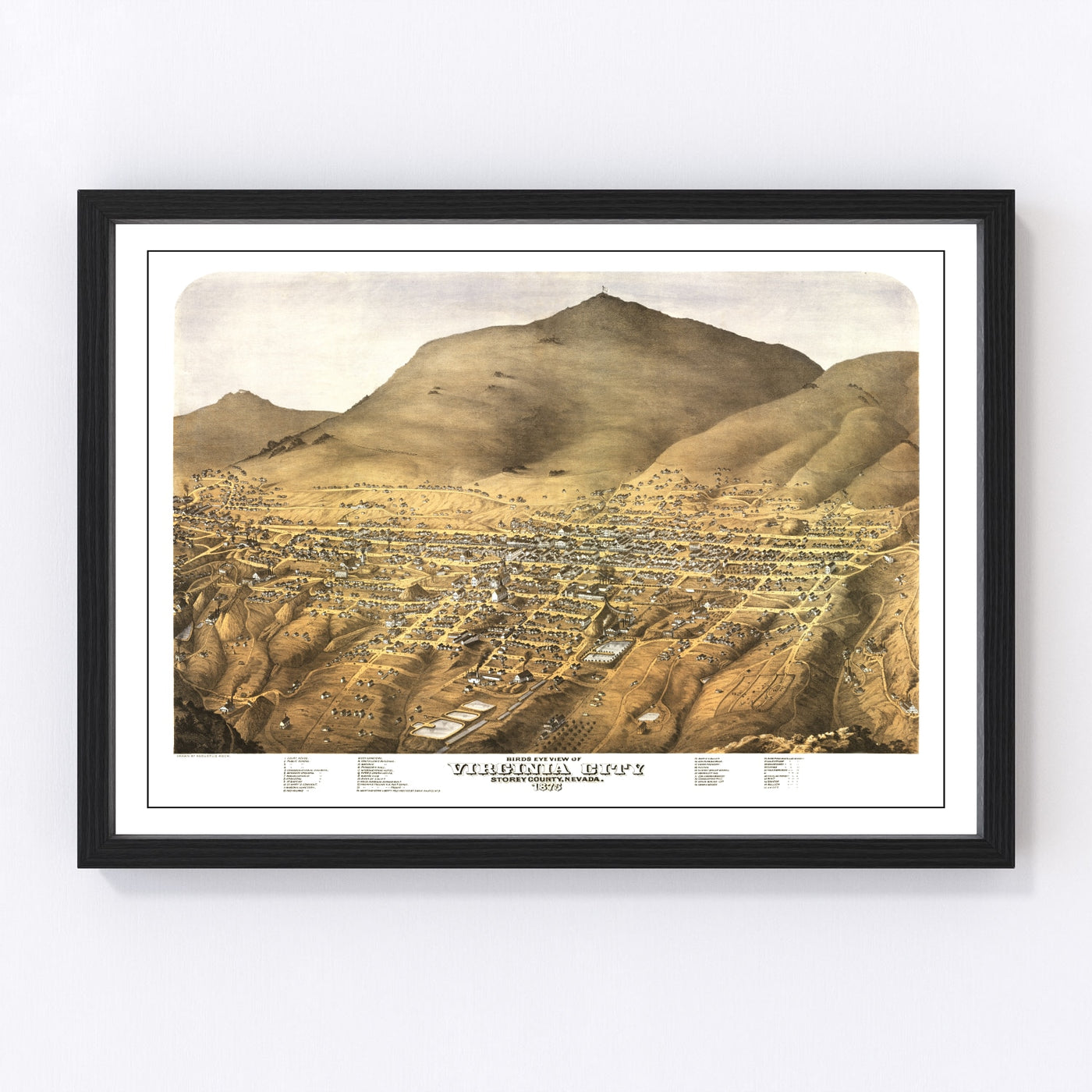 Virginia City Vintage Map 1875