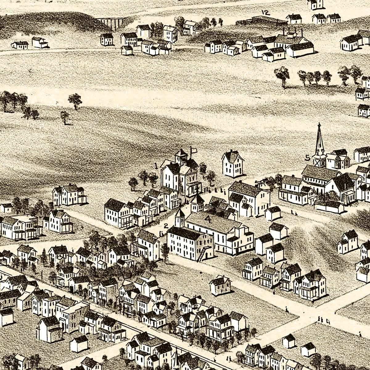 Restored historic details from the 1892 city map of Plains, Pennsylvania