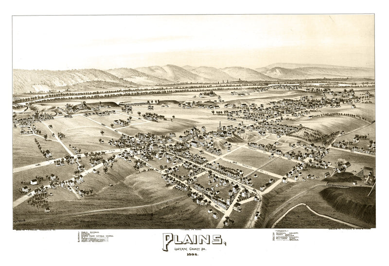 Size comparison using Vintage Map of Plains, Pennsylvania 1892