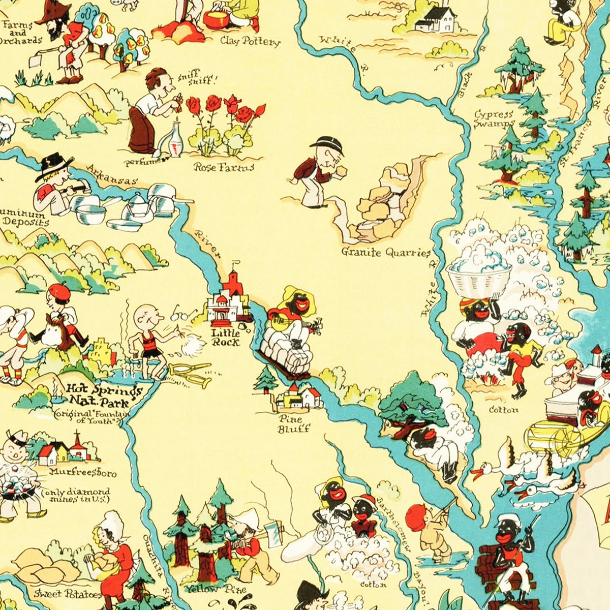 Restored historic details from the 1935 state map of County, Arkansas