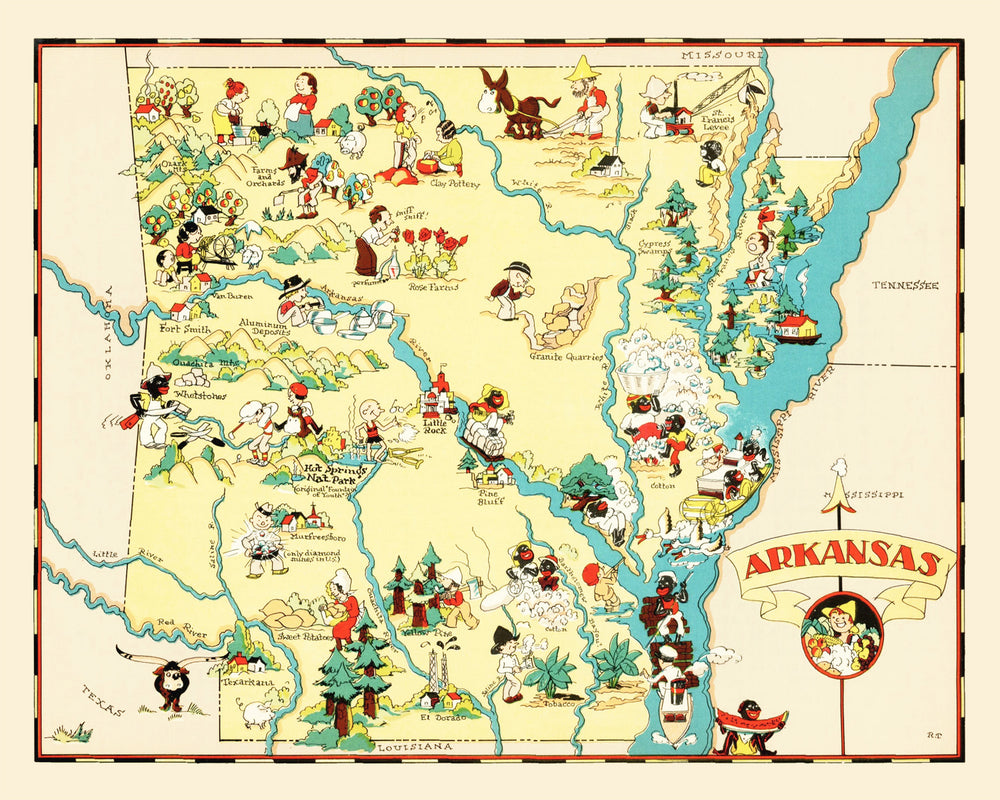 Vintage Map of Arkansas 1935 print style example