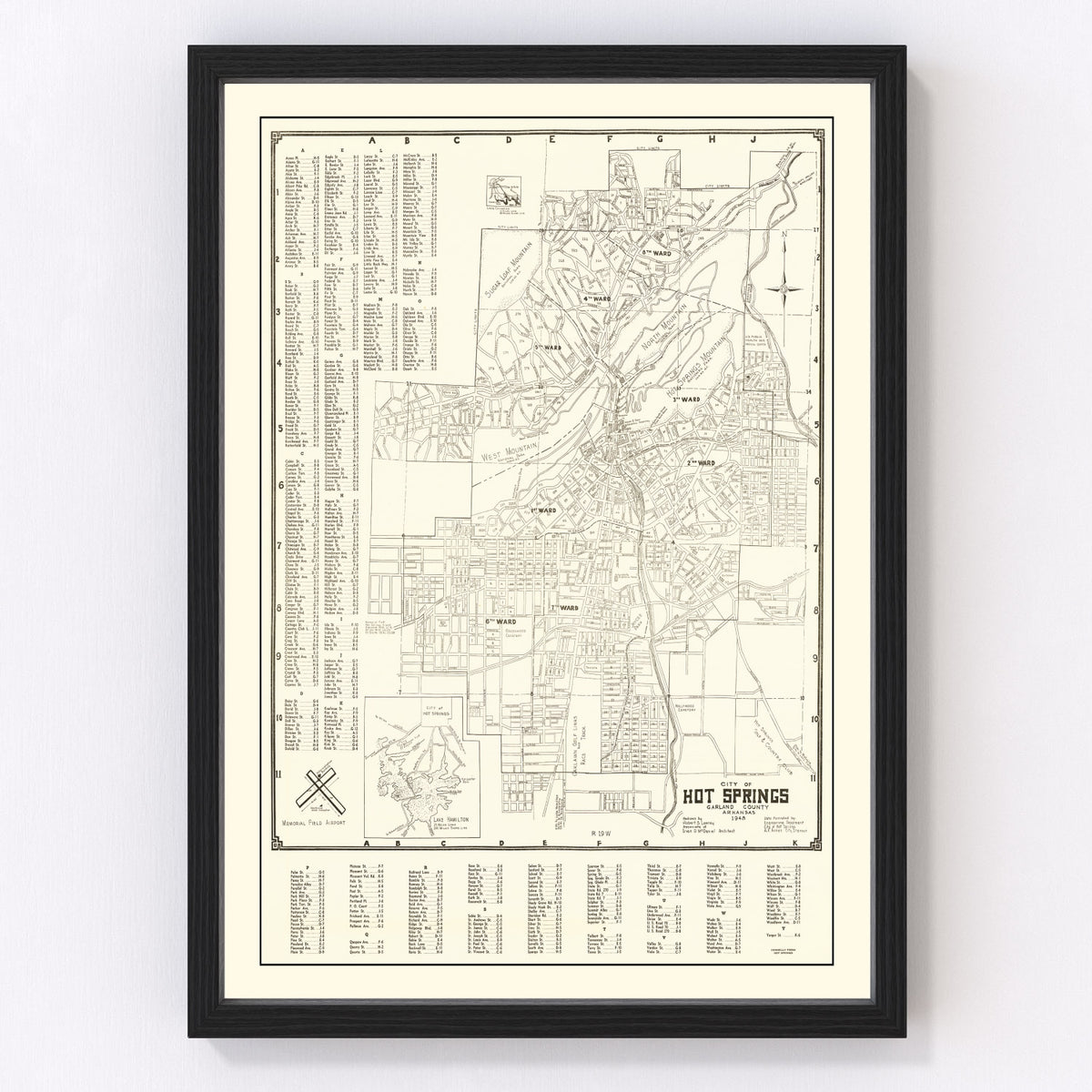 Hot Springs Vintage Map 1948