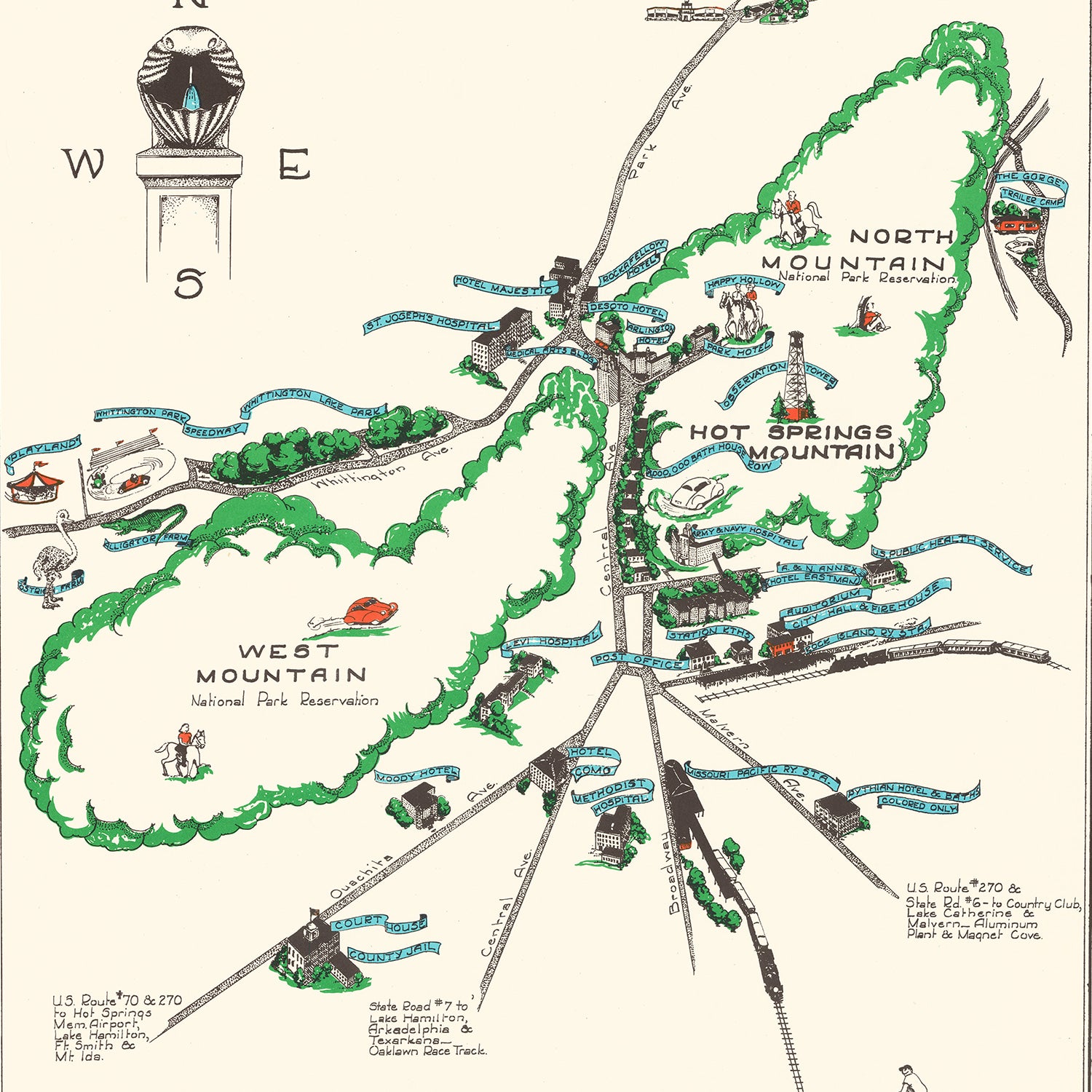 Restored historic details from the 1948 national park map of County, Arkansas