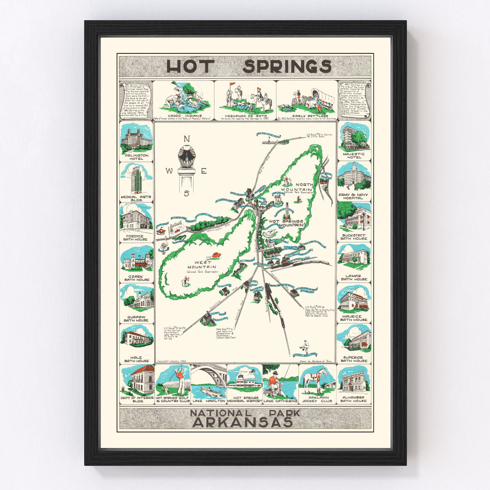 Hot Springs National Park Vintage Map 1948