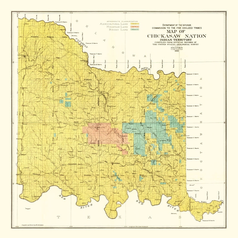 Size comparison using Vintage Map of Chickasaw Nation, Indian Territory, 1900