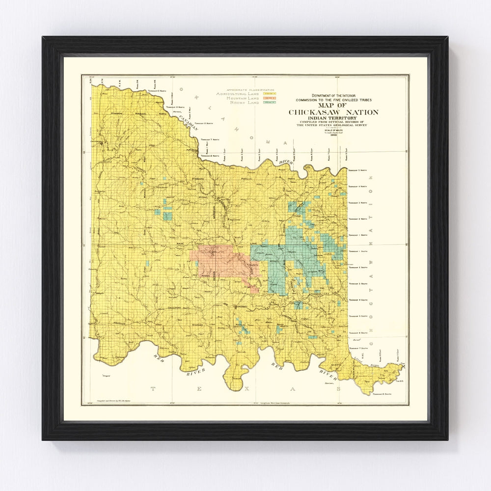 Chickasaw Nation Vintage Map 1900