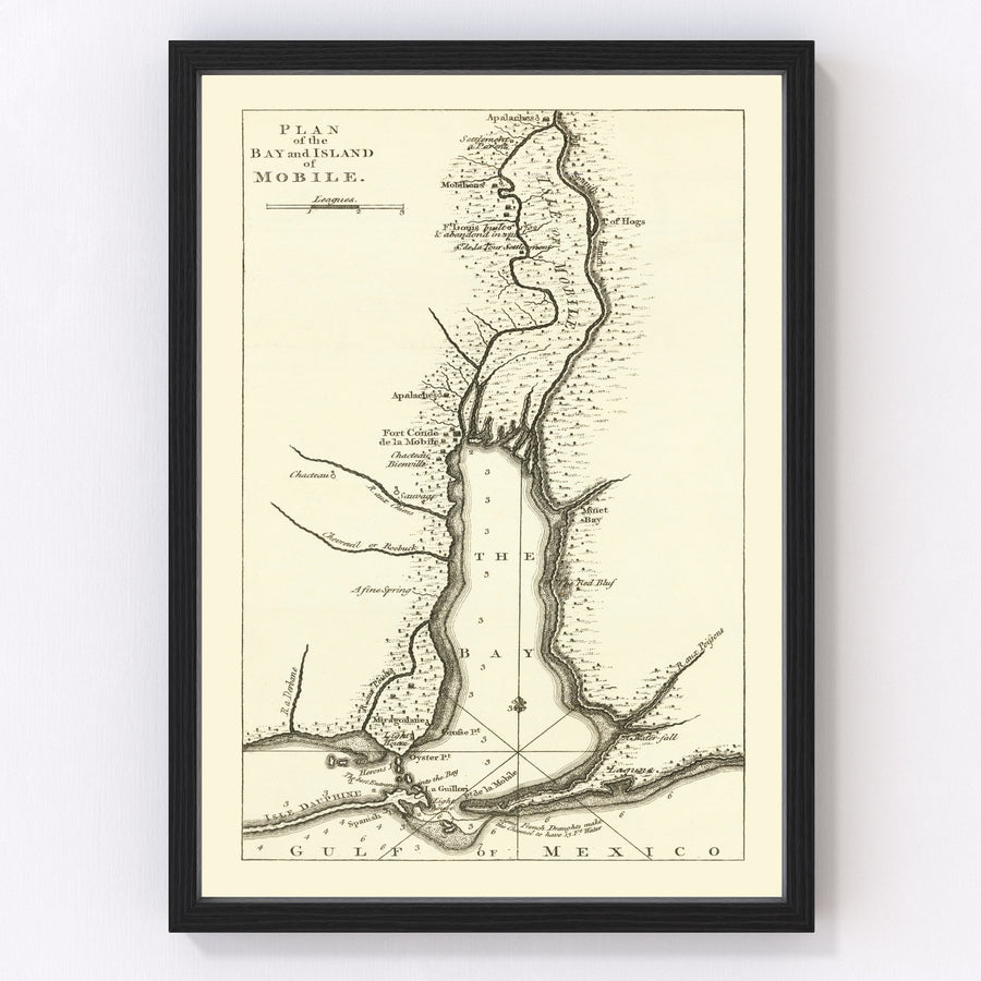 Vintage Map of Mobile, Alabama 1763