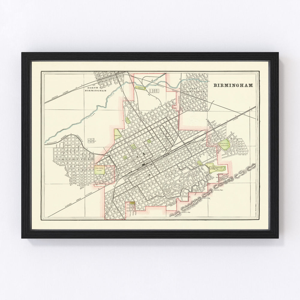 Birmingham Vintage Map 1895