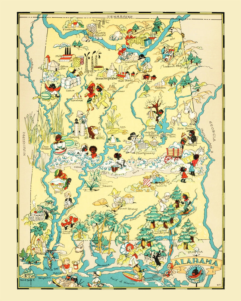Size comparison using Vintage Map of Alabama 1935