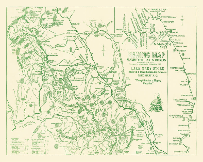 Size comparison using Vintage Map of Mammoth Lakes, 1930