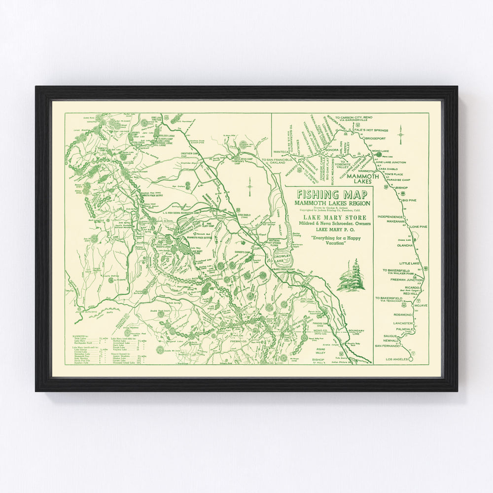 Mammoth Lakes Vintage Map 1930