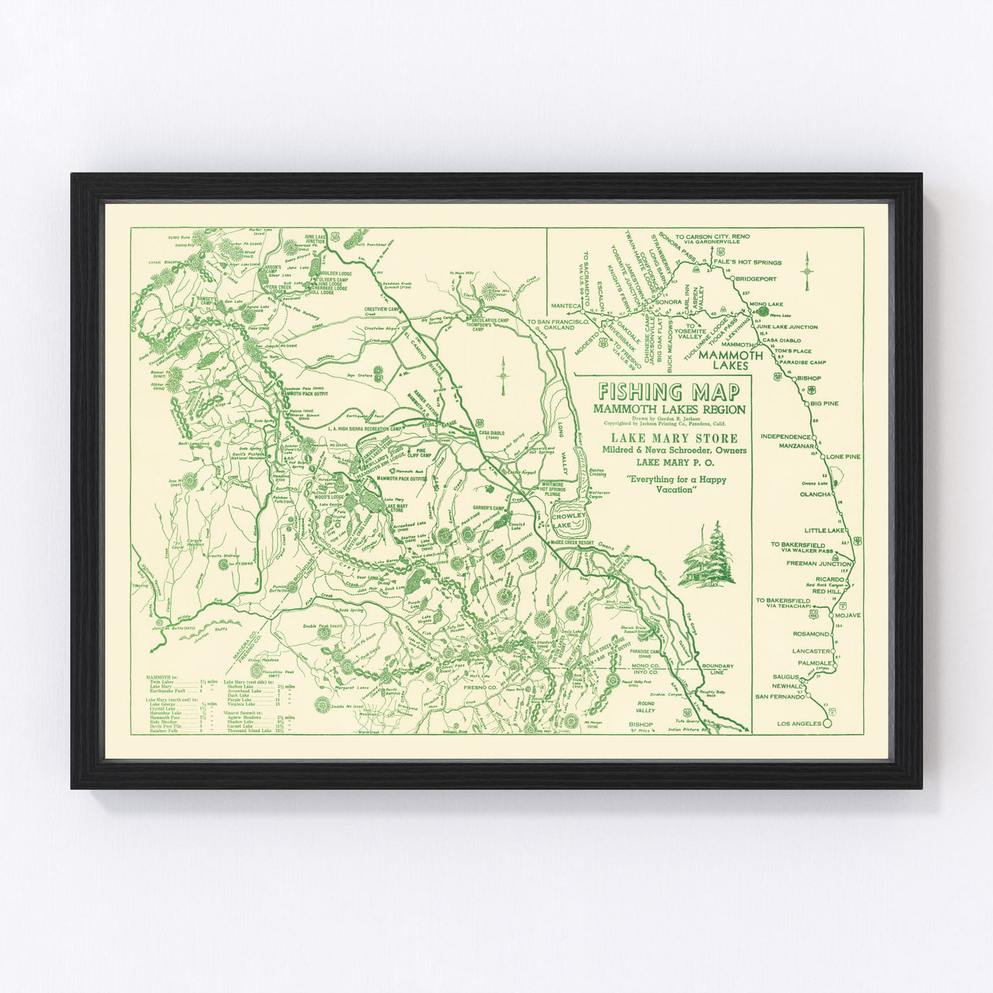 Mammoth Lakes Vintage Map 1930