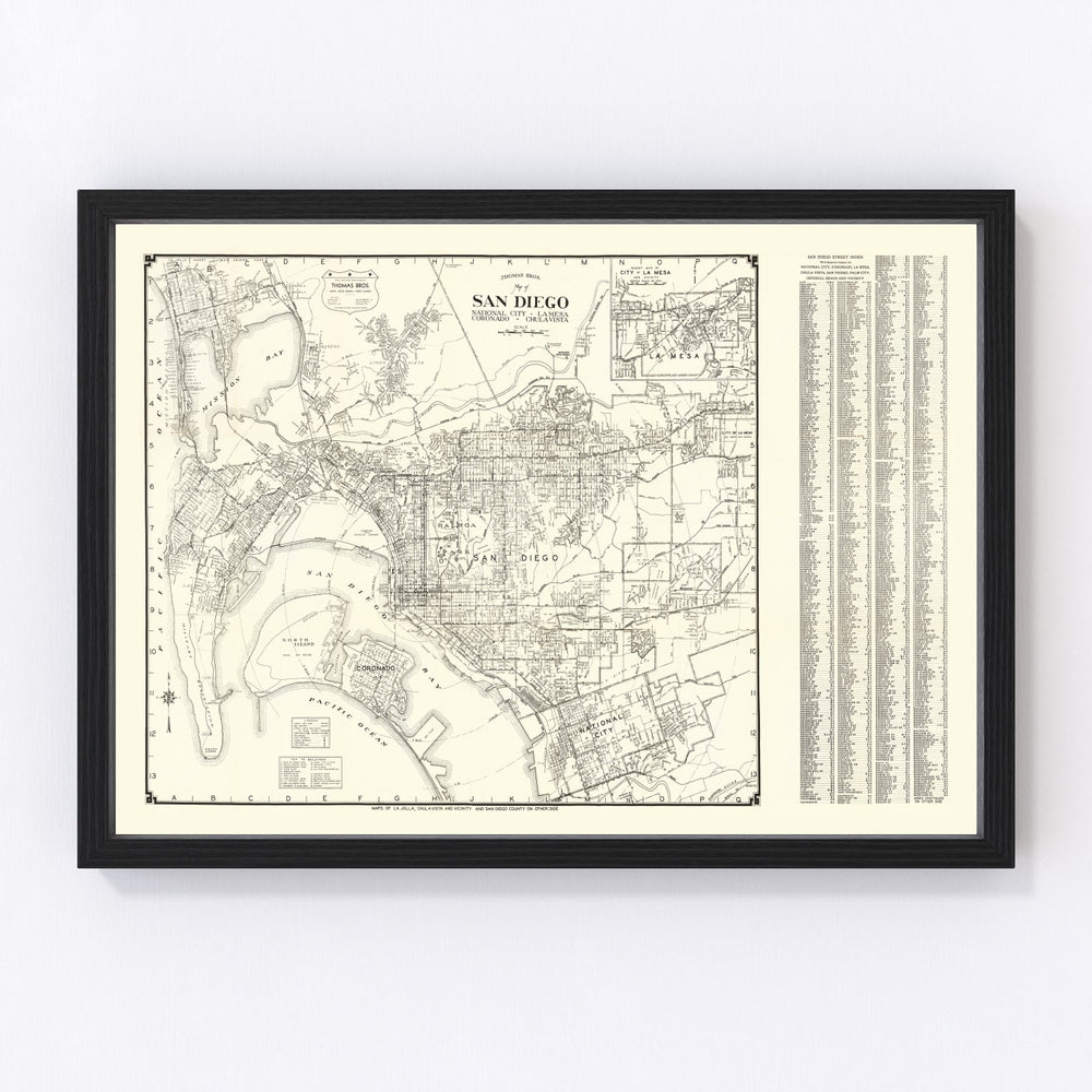 San Diego Vintage Map 1930