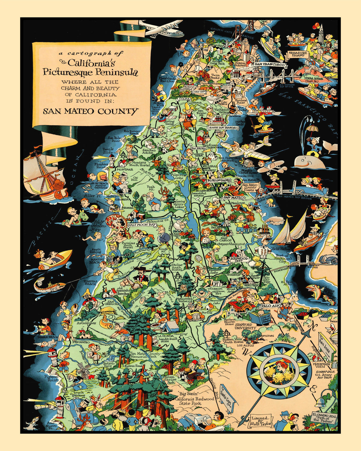 Preview of Vintage Map of San Mateo County, California 1930