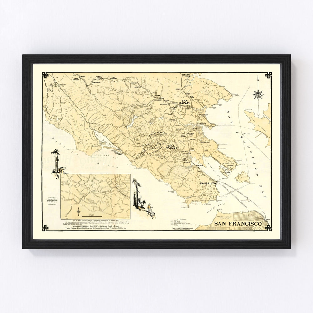 Marin County Vintage Map 1930