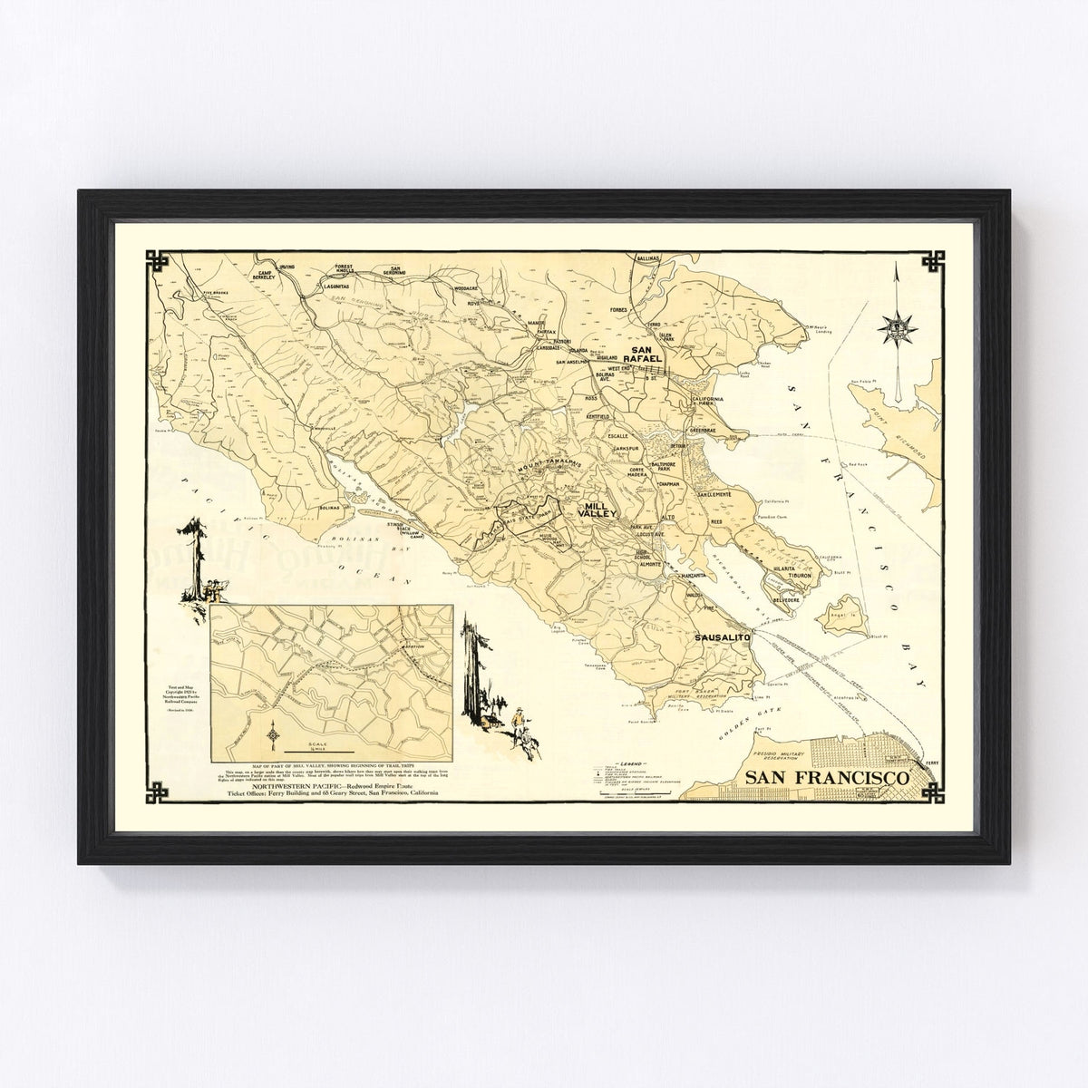 Marin County Vintage Map 1930